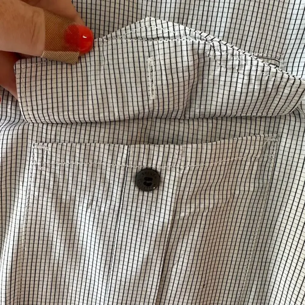 French Connection Button Up Shirt Mens XL White Short Sleeve Cotton Pockets - Picture 4 of 7